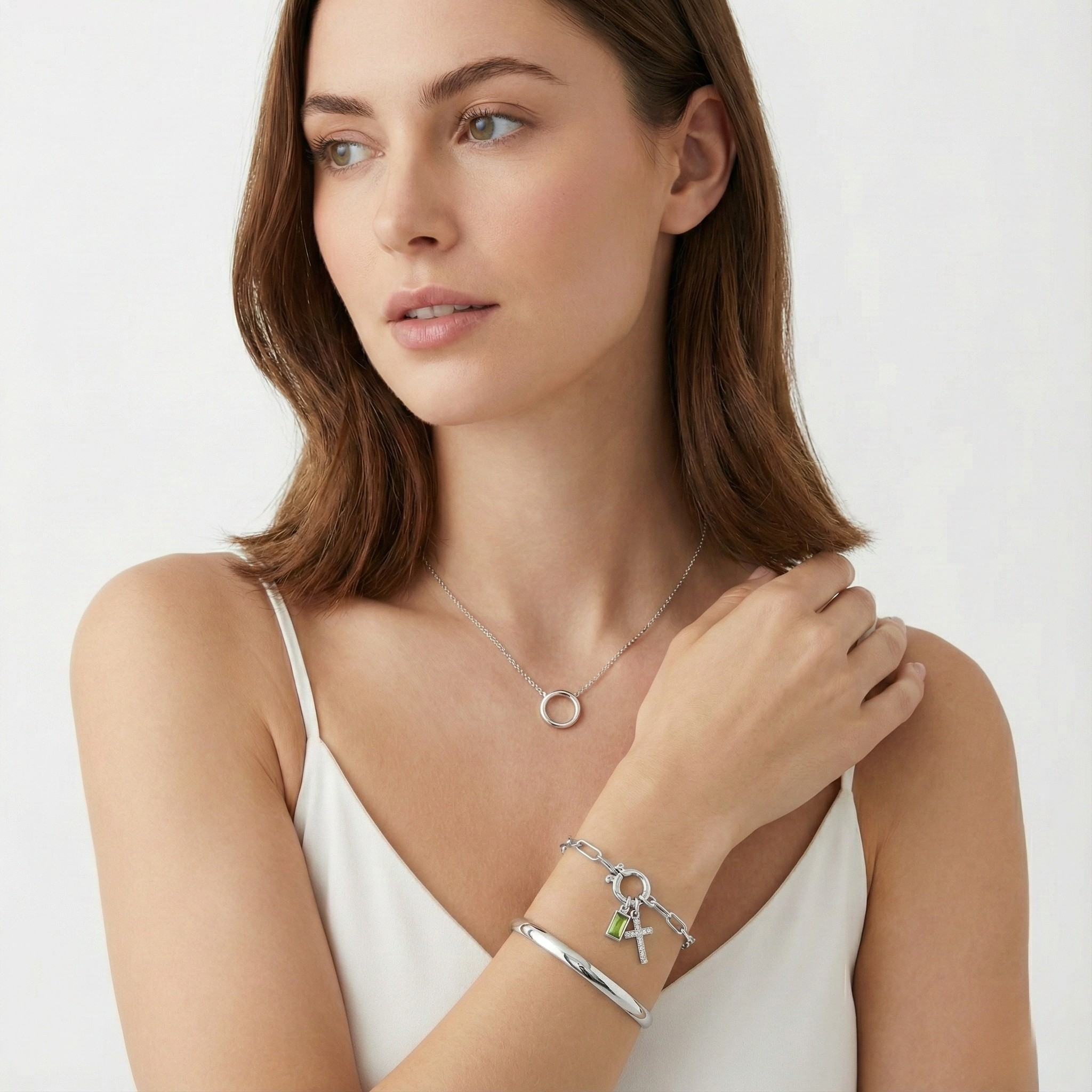 AX papirnata sponka zapestnica s križem in rojstnim kamnom