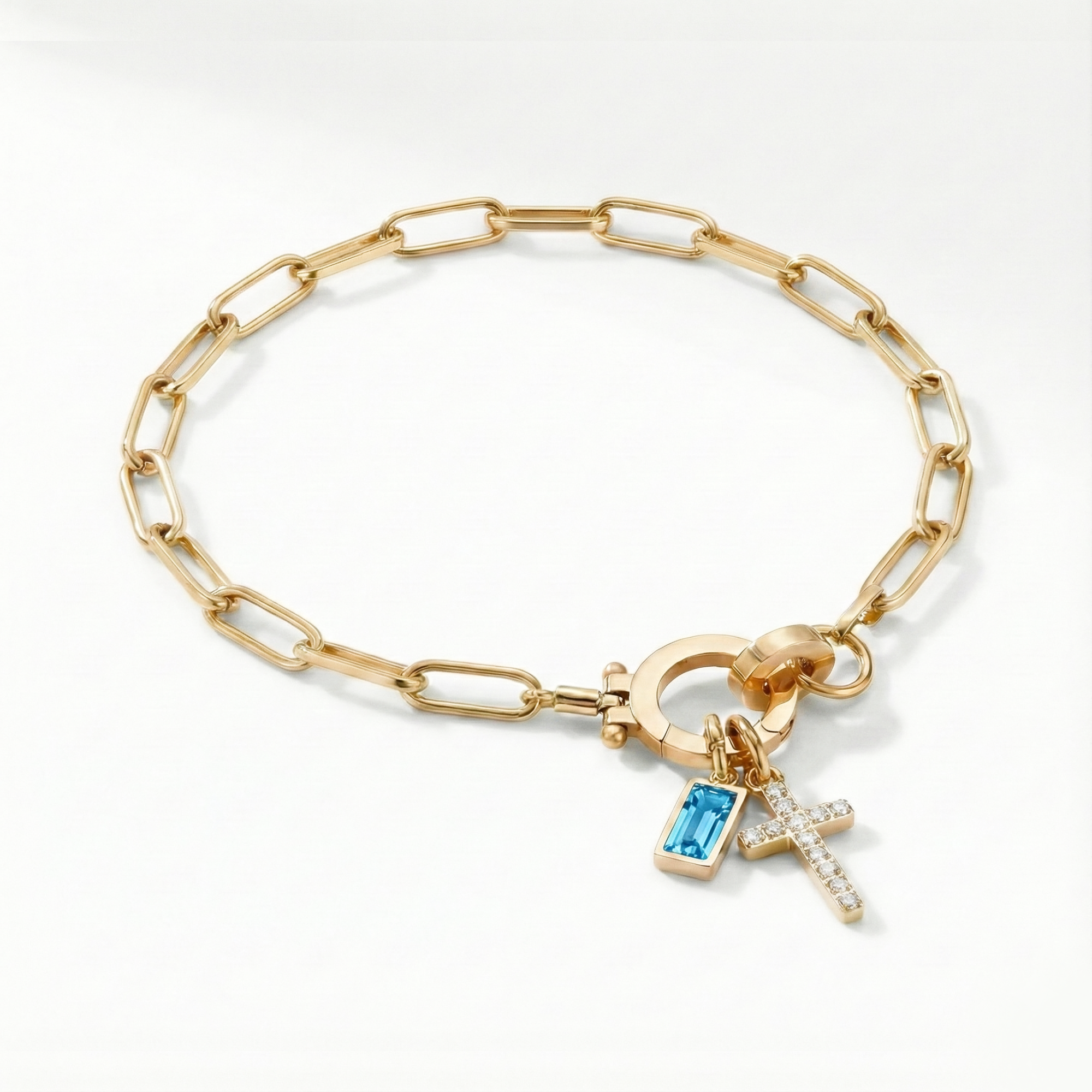 AX papirnata sponka zapestnica s križem in rojstnim kamnom