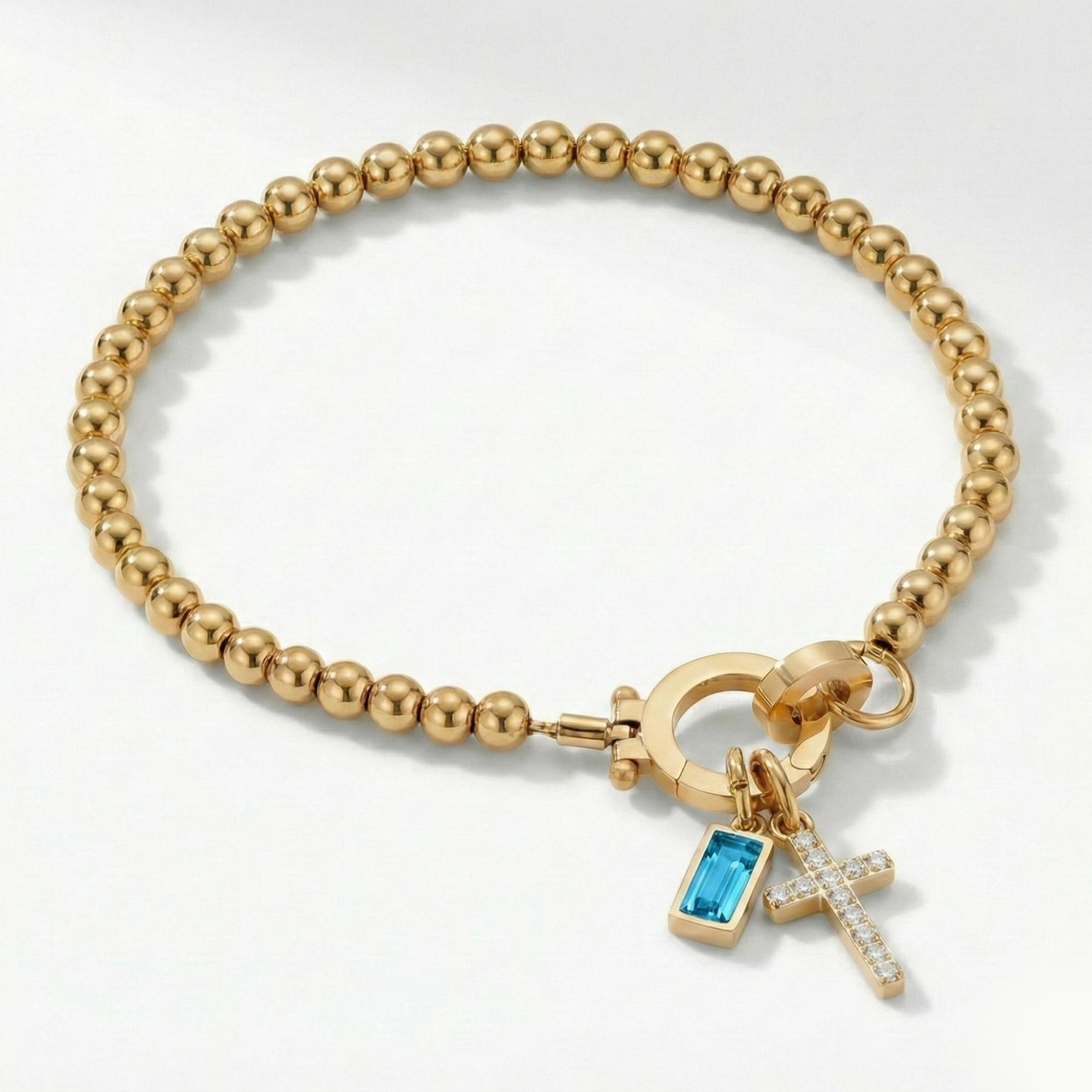 AX kroglice zapestnica s križem in rojstnim kamnom