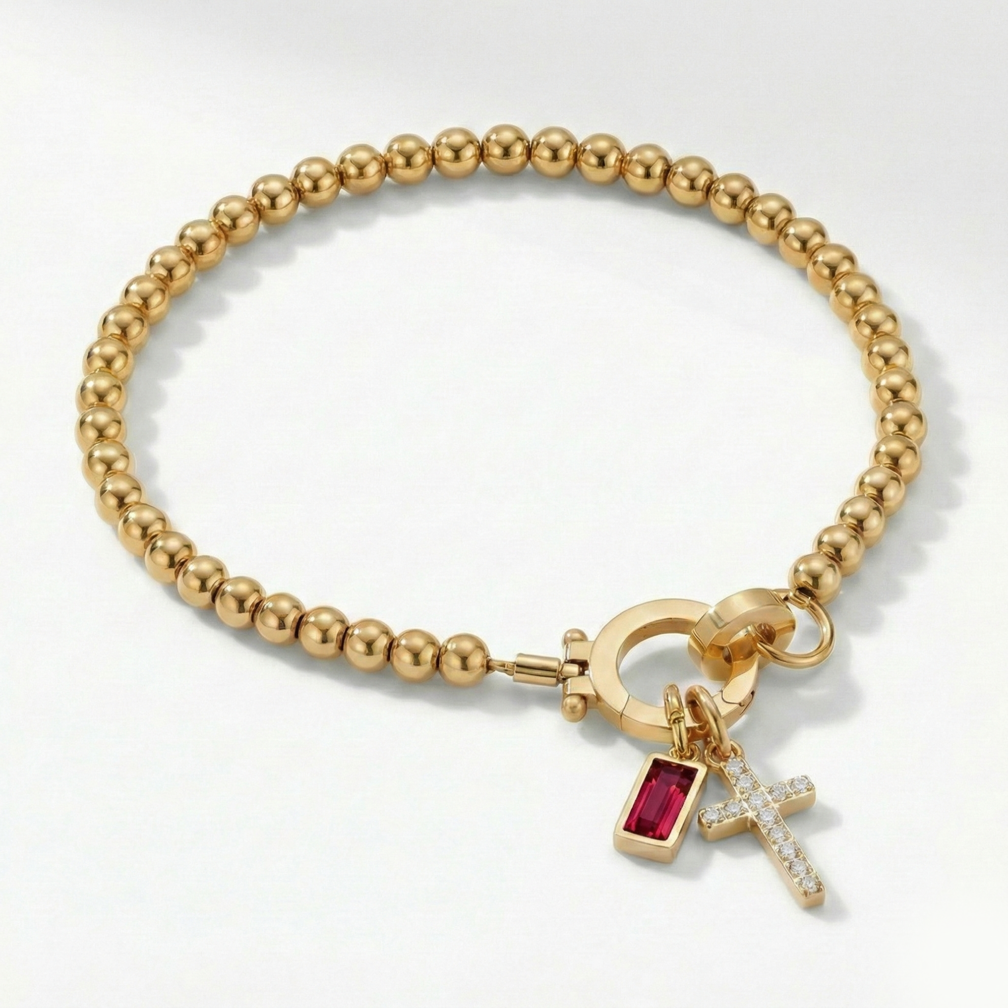 AX kroglice zapestnica s križem in rojstnim kamnom