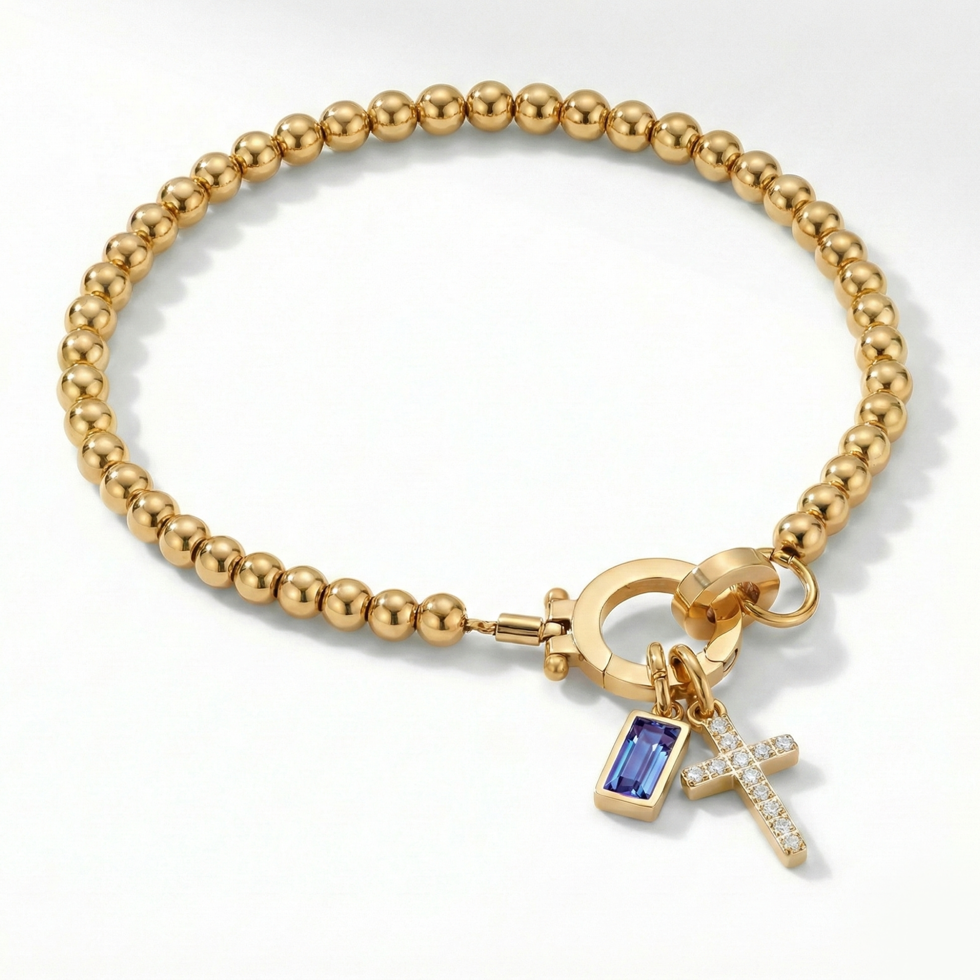 AX kroglice zapestnica s križem in rojstnim kamnom