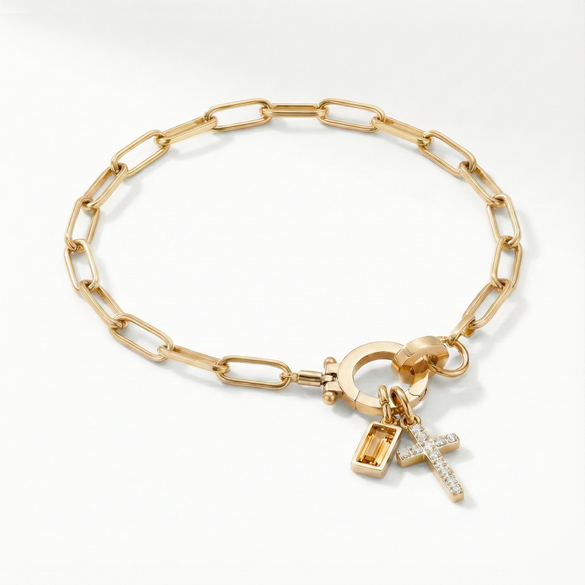 AX papirnata sponka zapestnica s križem in rojstnim kamnom