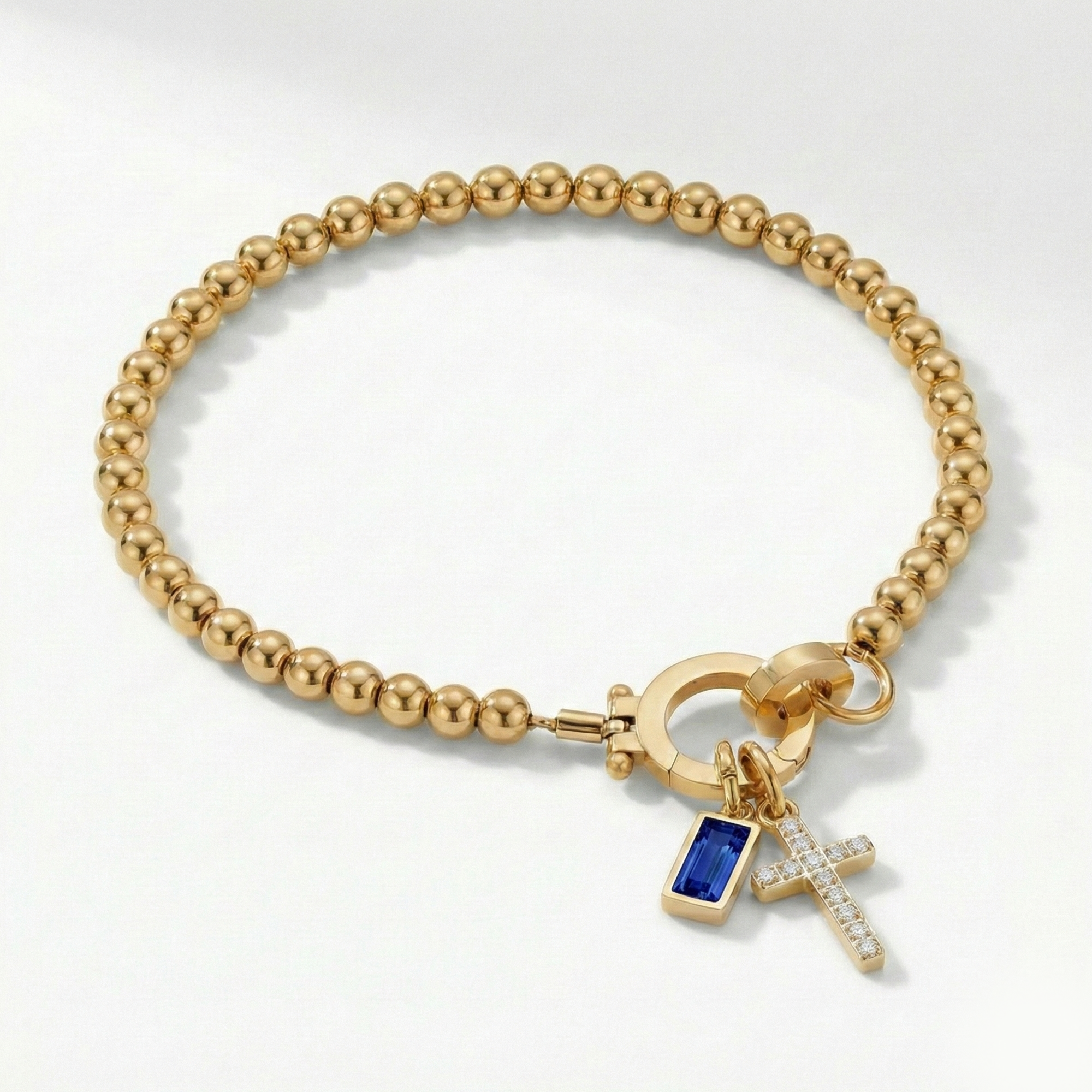 AX kroglice zapestnica s križem in rojstnim kamnom