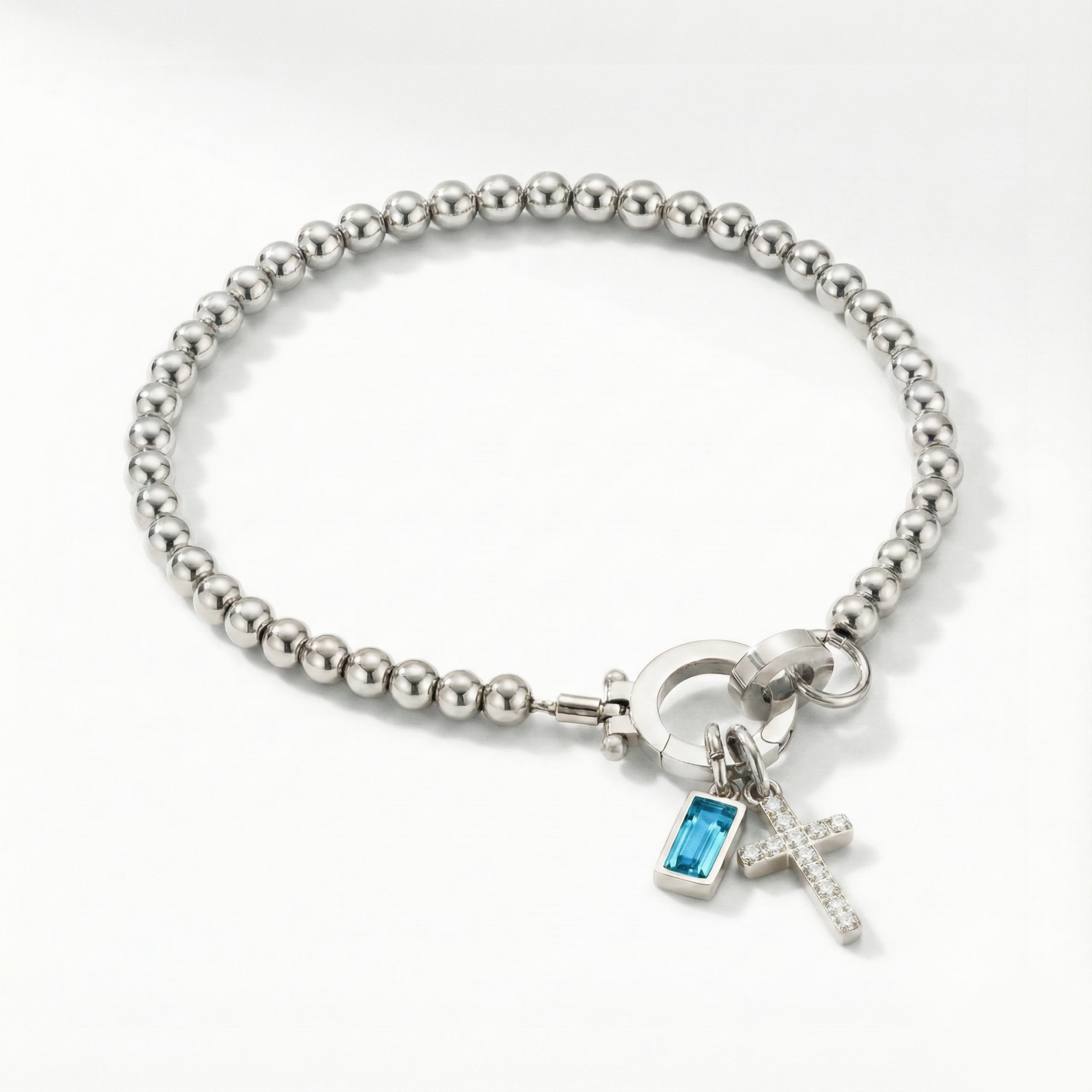 AX kroglice zapestnica s križem in rojstnim kamnom