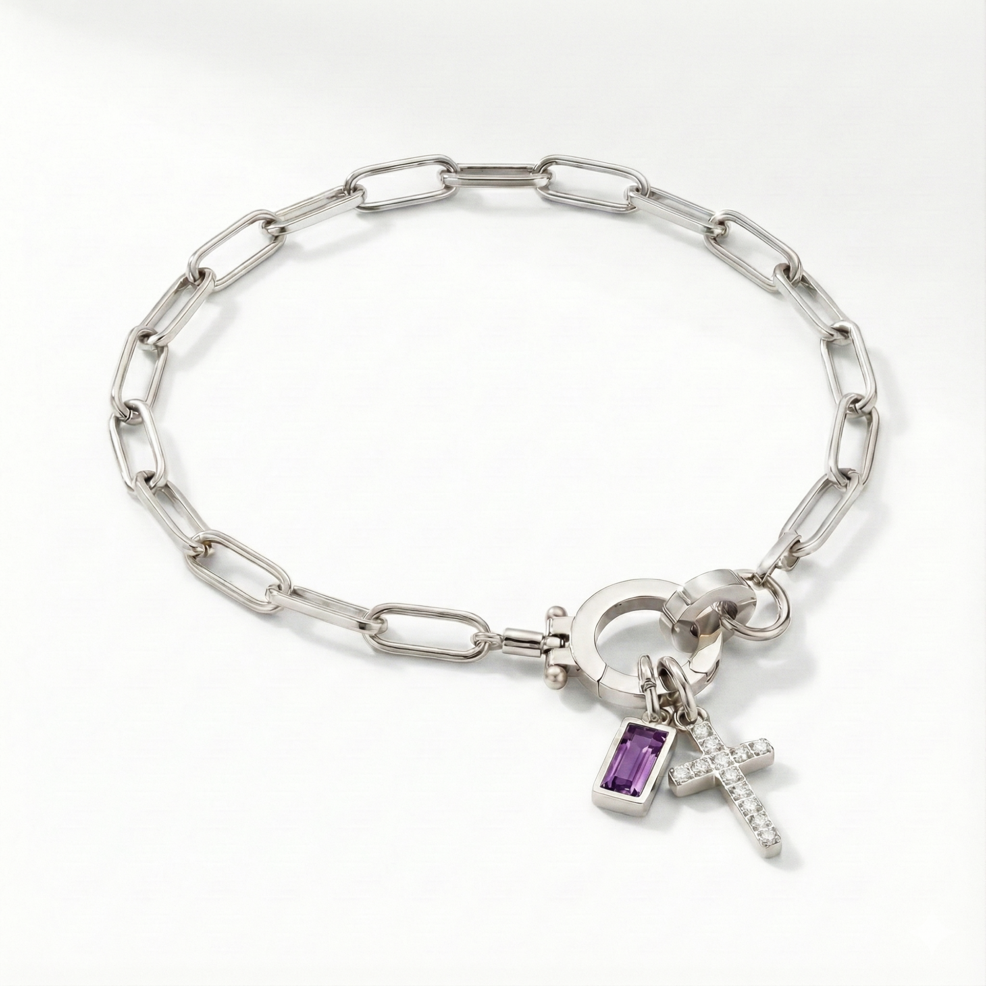 AX papirnata sponka zapestnica s križem in rojstnim kamnom