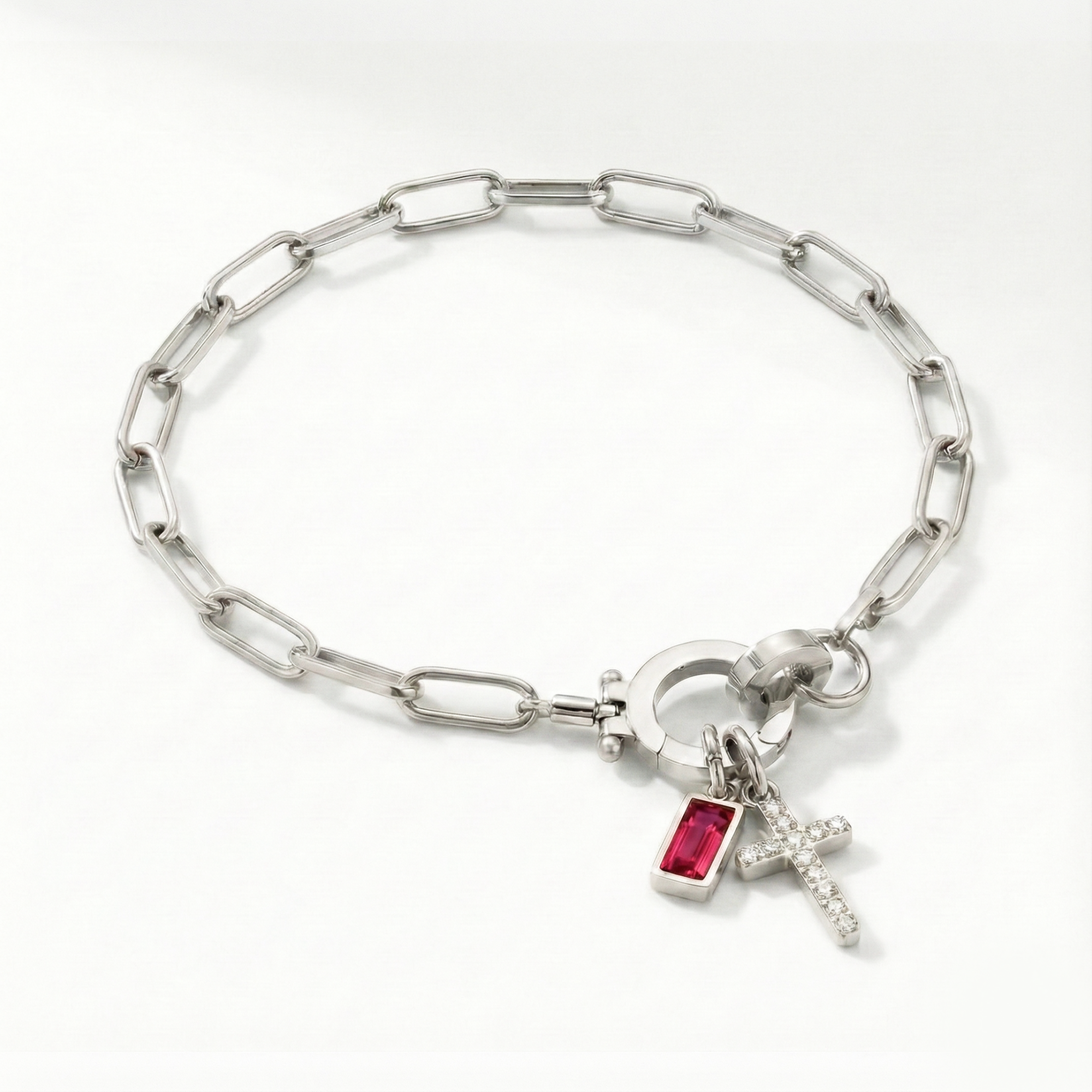 AX papirnata sponka zapestnica s križem in rojstnim kamnom