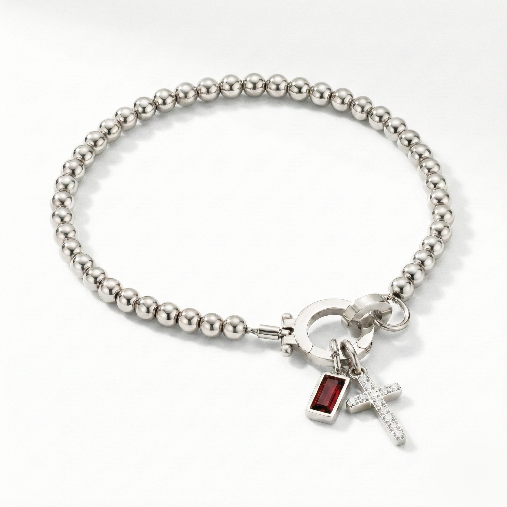 AX kroglice zapestnica s križem in rojstnim kamnom