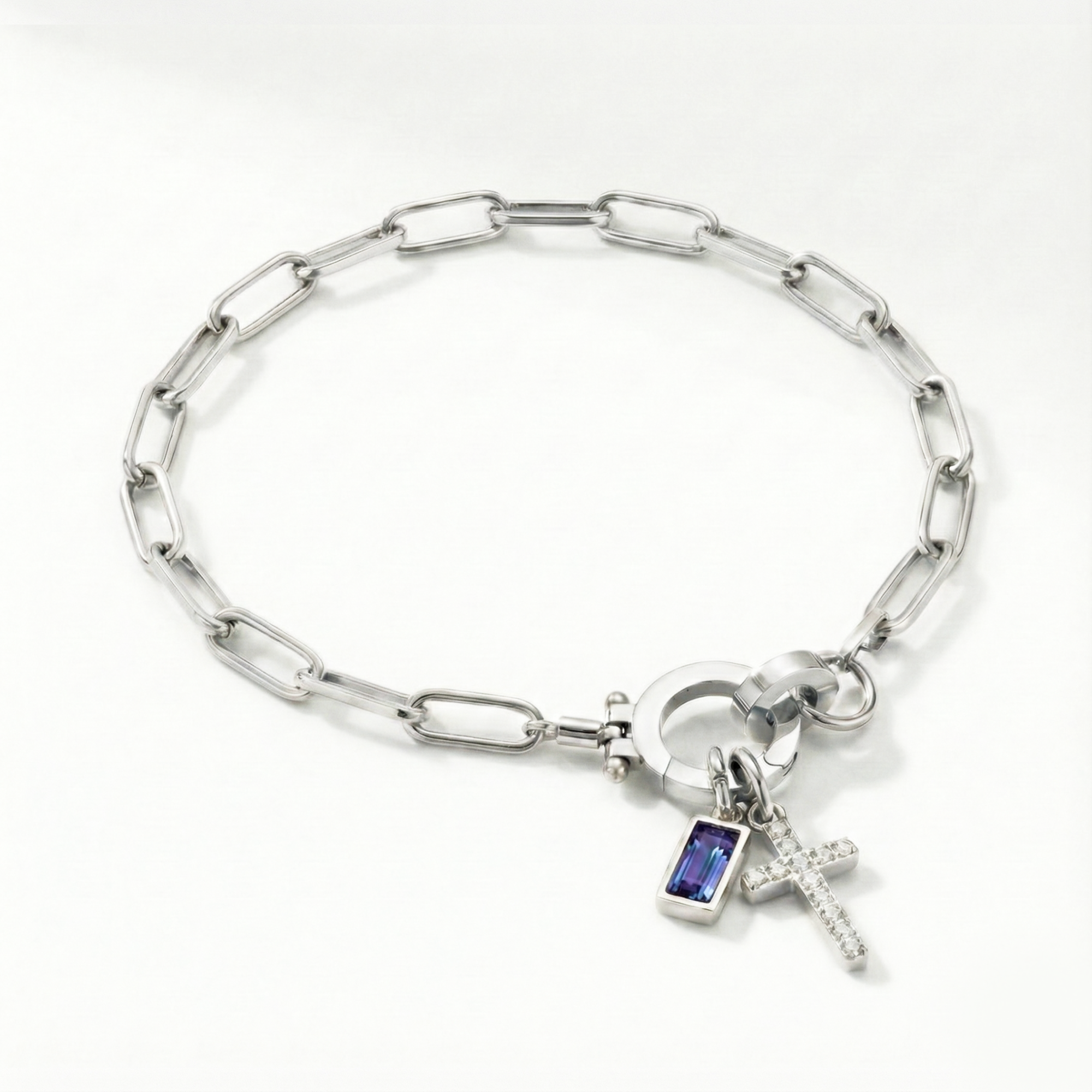 AX papirnata sponka zapestnica s križem in rojstnim kamnom