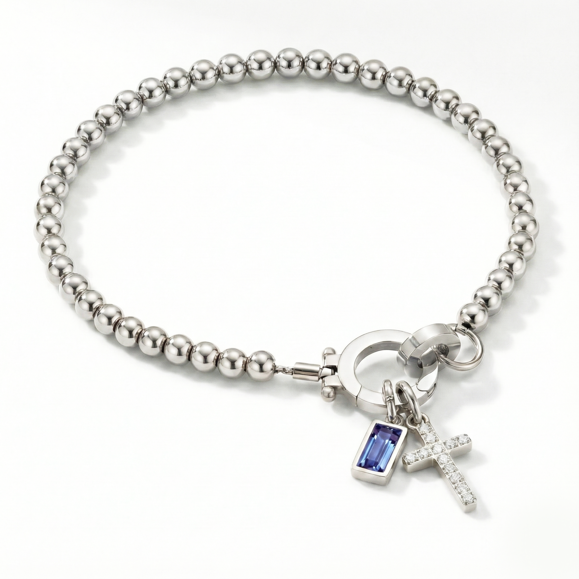 AX kroglice zapestnica s križem in rojstnim kamnom