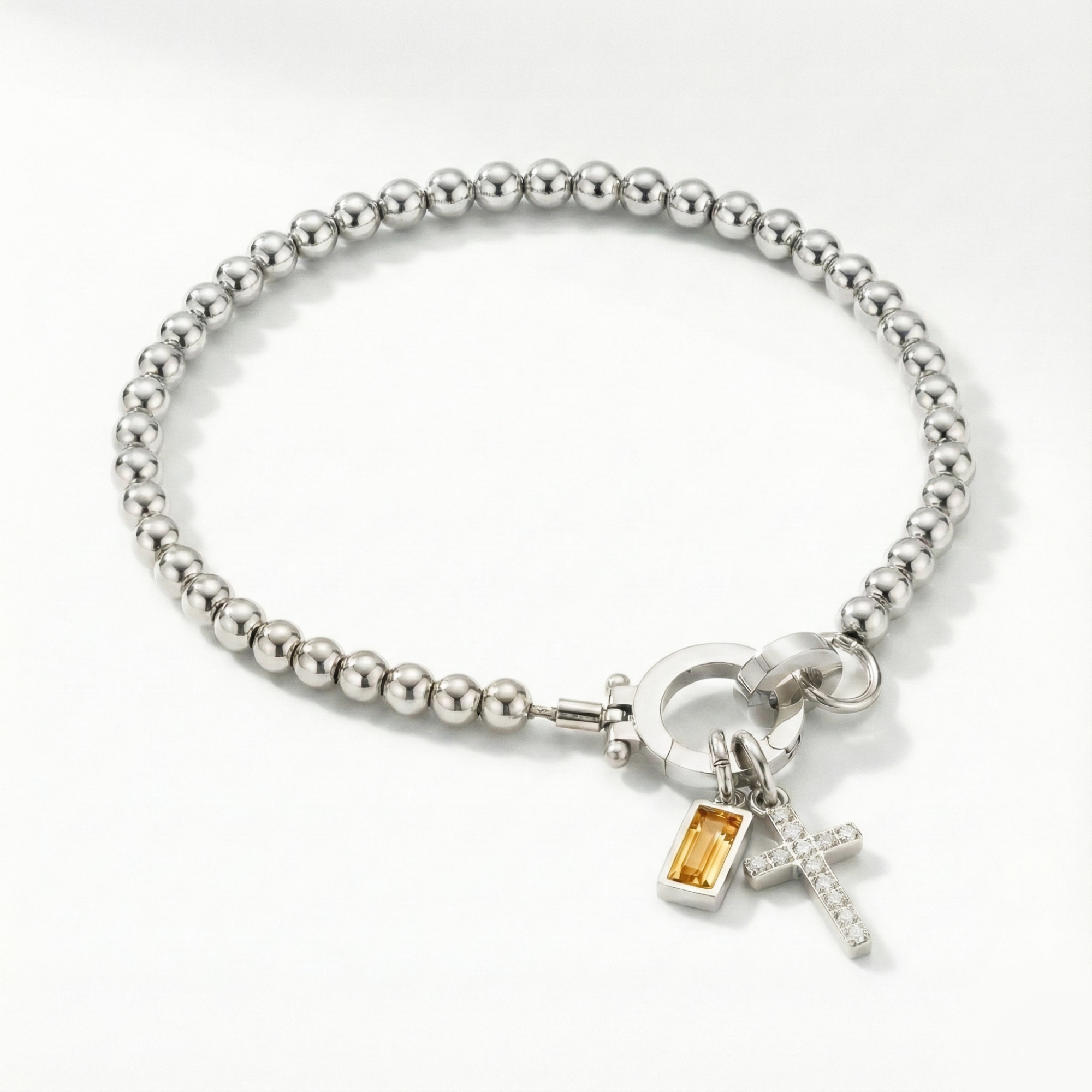 AX kroglice zapestnica s križem in rojstnim kamnom