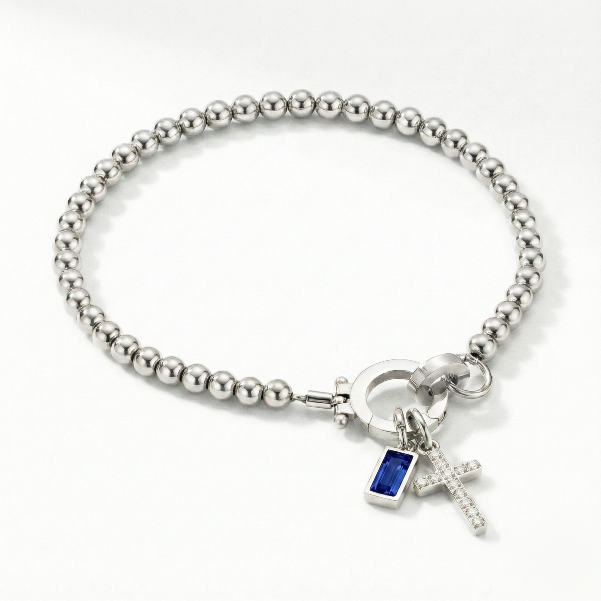 AX kroglice zapestnica s križem in rojstnim kamnom